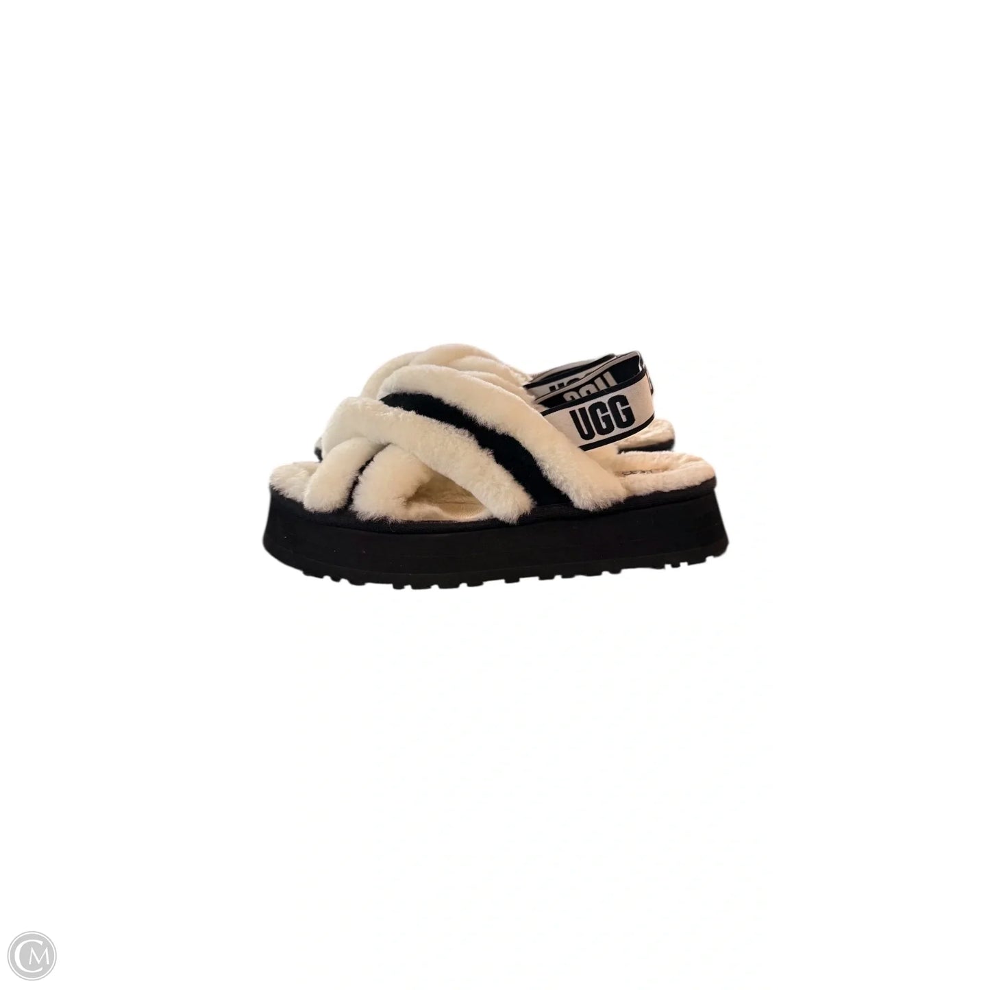 Slippers Designer By Ugg In Black & White, Size: 9