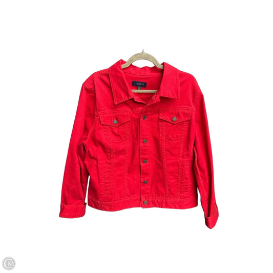 Jacket Denim By Talbots In Red Denim, Size: Xl