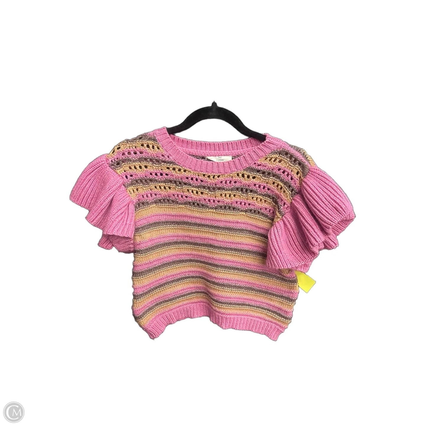 Sweater Short Sleeve By Entro In Striped Pattern, Size: L