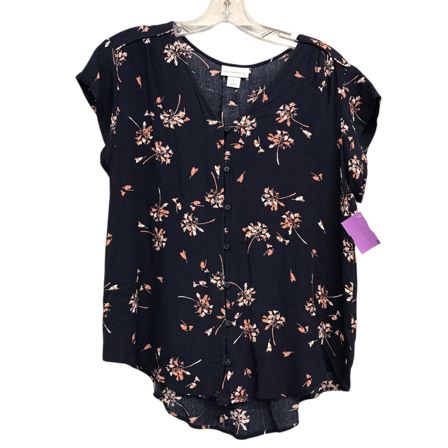 Top Ss By Liz Claiborne In Floral Print, Size:L