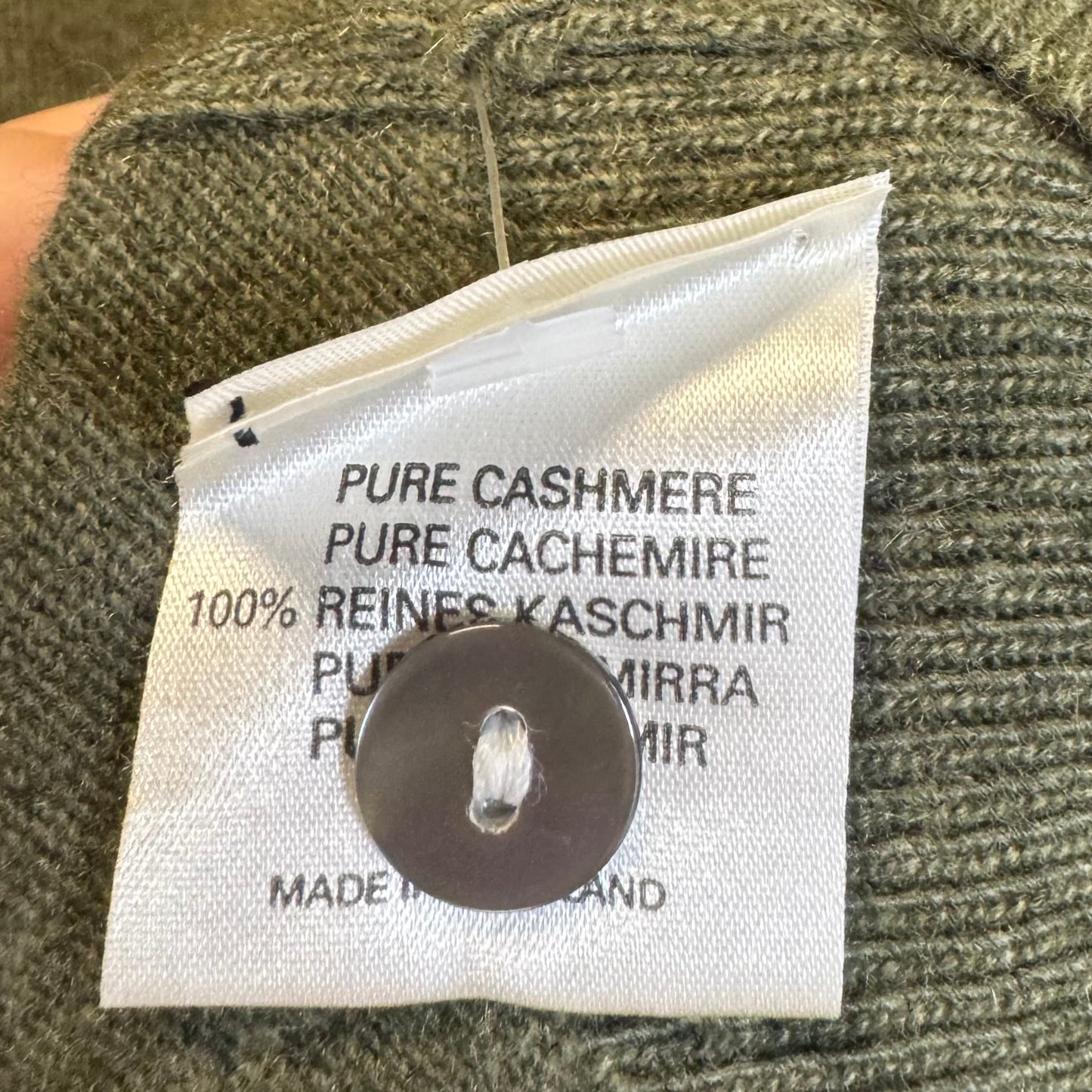 Vintage 100% Cashmere Sweater Cardigan Luxury Designer By Burberry In Green, Size: L