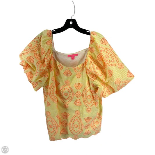 Top Short Sleeve Designer By Lilly Pulitzer In Yellow, Size: Xl