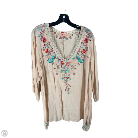 Top Short Sleeve By Johnny Was In Pink, Size: 1x