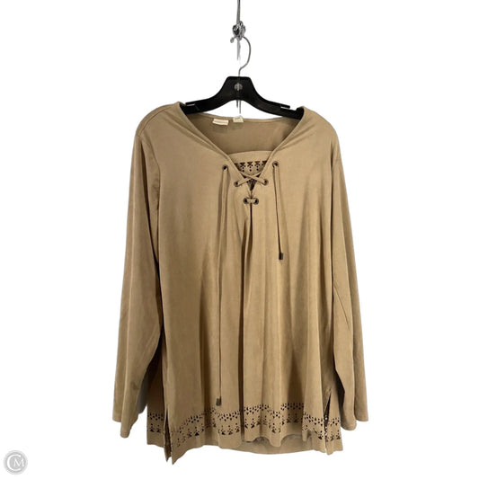 Top Long Sleeve By West Bound In Brown, Size: L