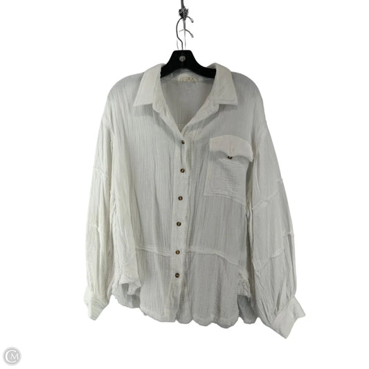Top Long Sleeve By Easel In White, Size: 1x