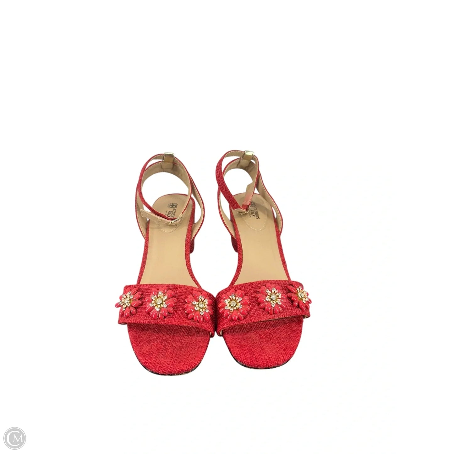 Sandals Heels Block By Avon In Red, Size: 8