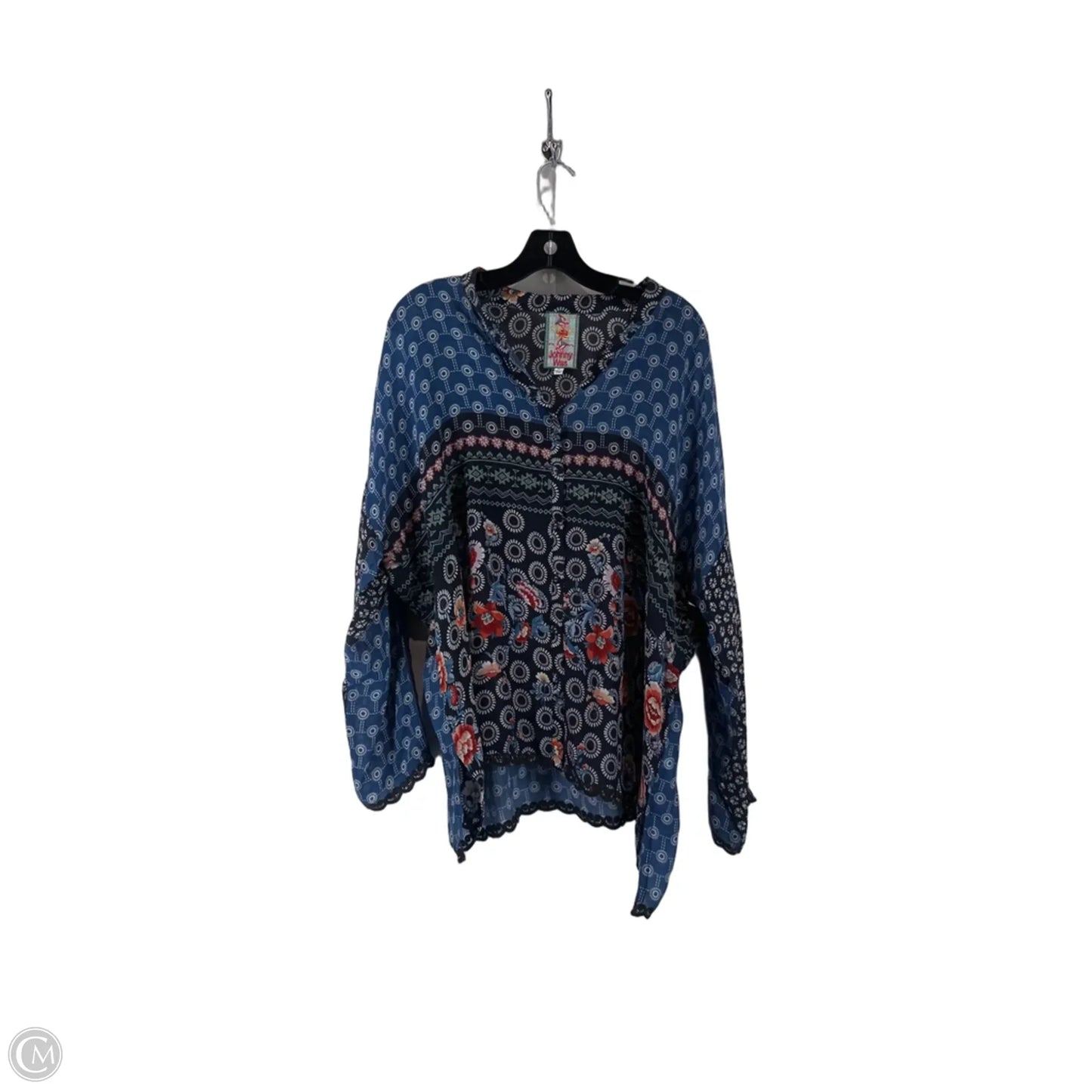 Top Long Sleeve By Johnny Was In Blue, Size: L