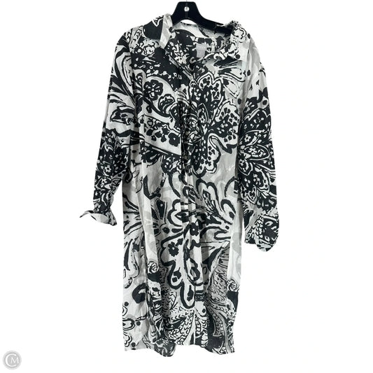 Dress Casual Midi By Chicos In Grey & White, Size: 2