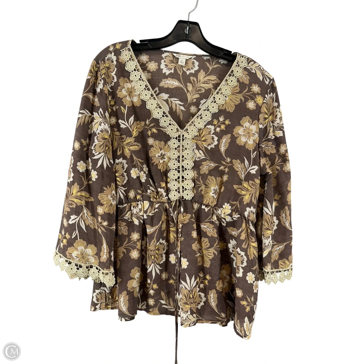 Top Long Sleeve By Cato In Brown, Size: L
