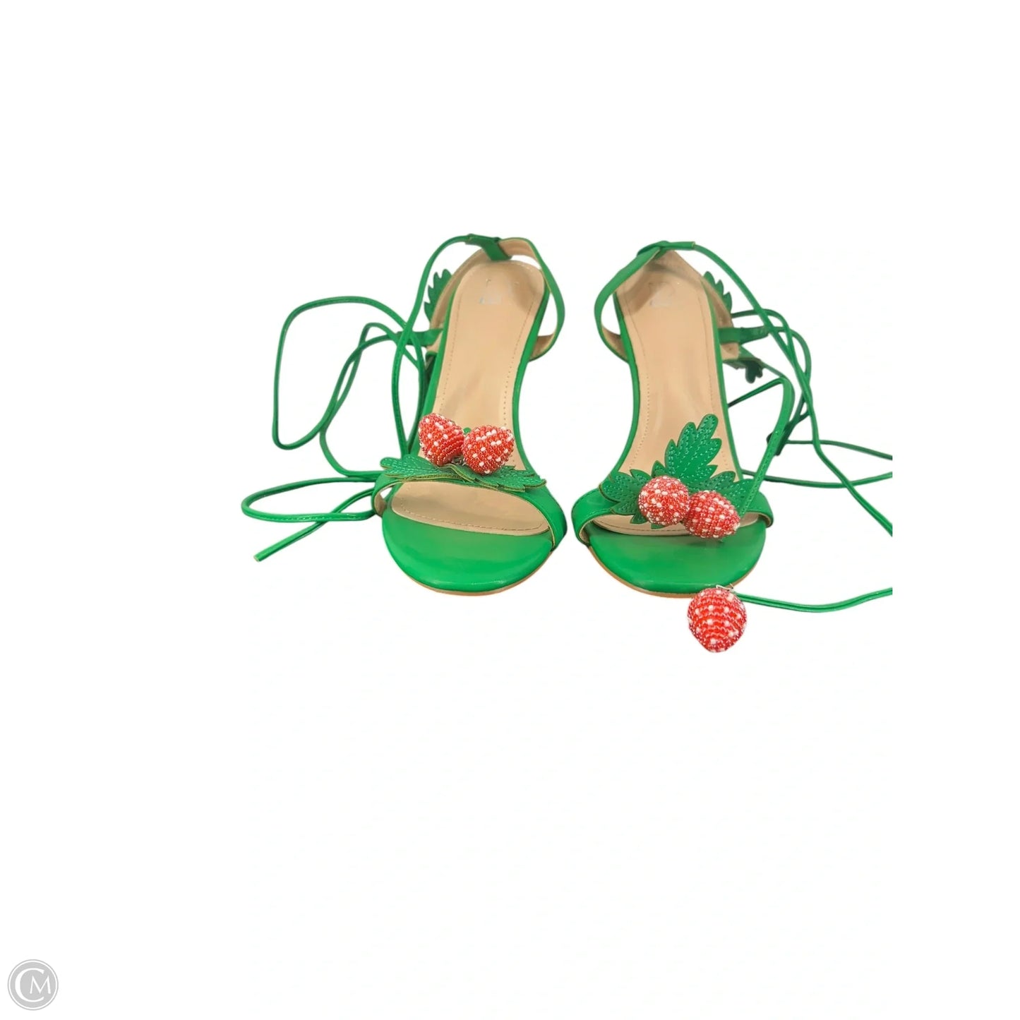 Sandals Heels Stiletto By New York And Co In Green, Size: 8.5