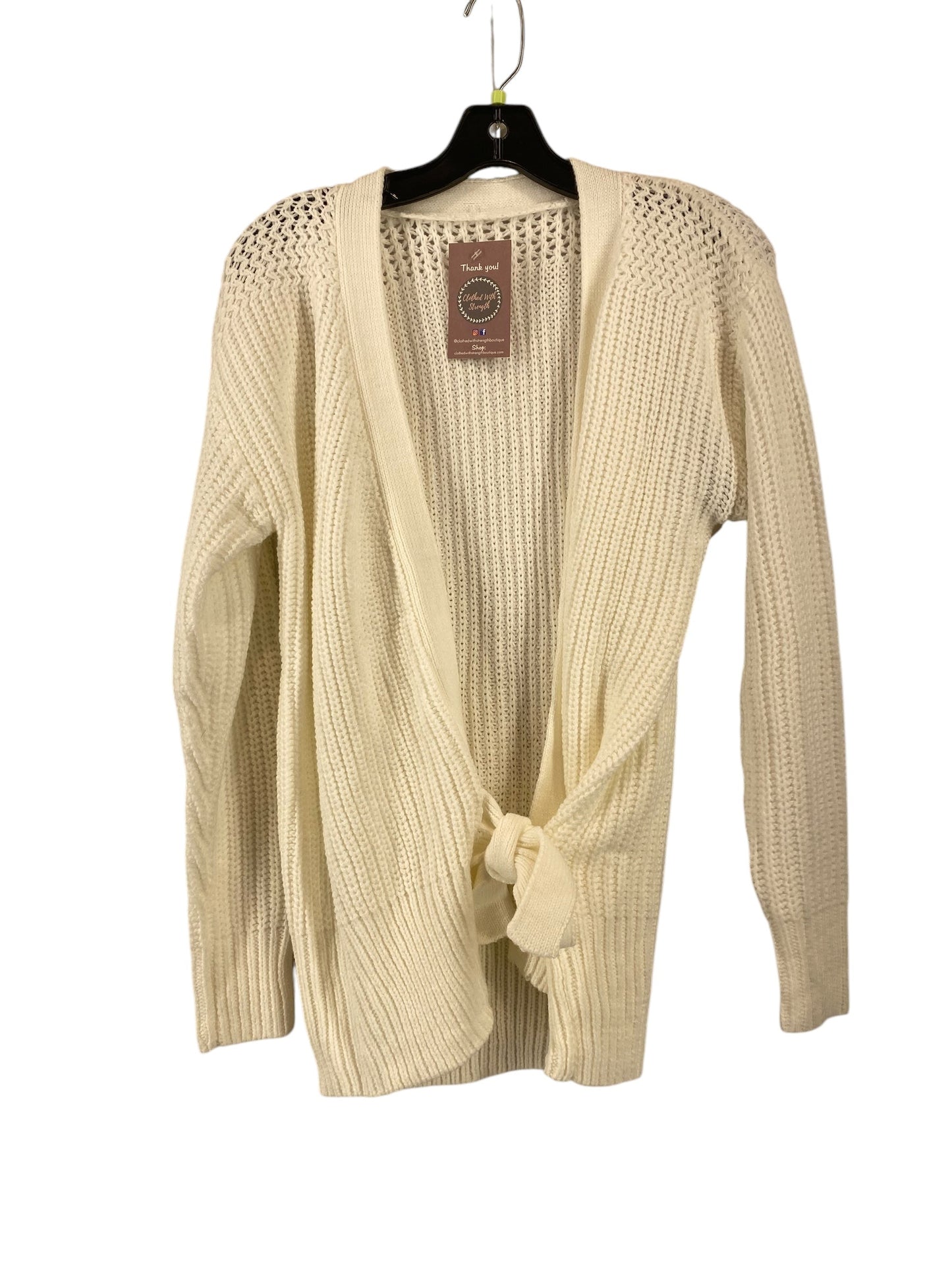 Sweater Cardigan By Clothes Mentor In White, Size: M