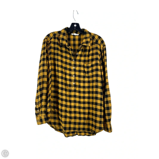 Top Long Sleeve By Beachlunchlounge In Plaid Pattern, Size: Xl