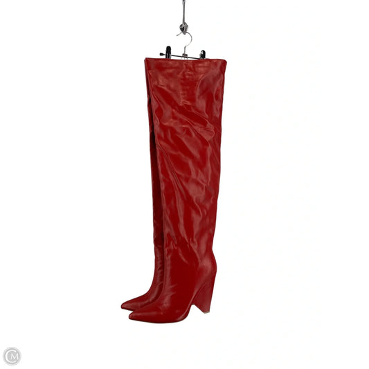 Boots Knee Heels By Cmc In Red, Size: 10