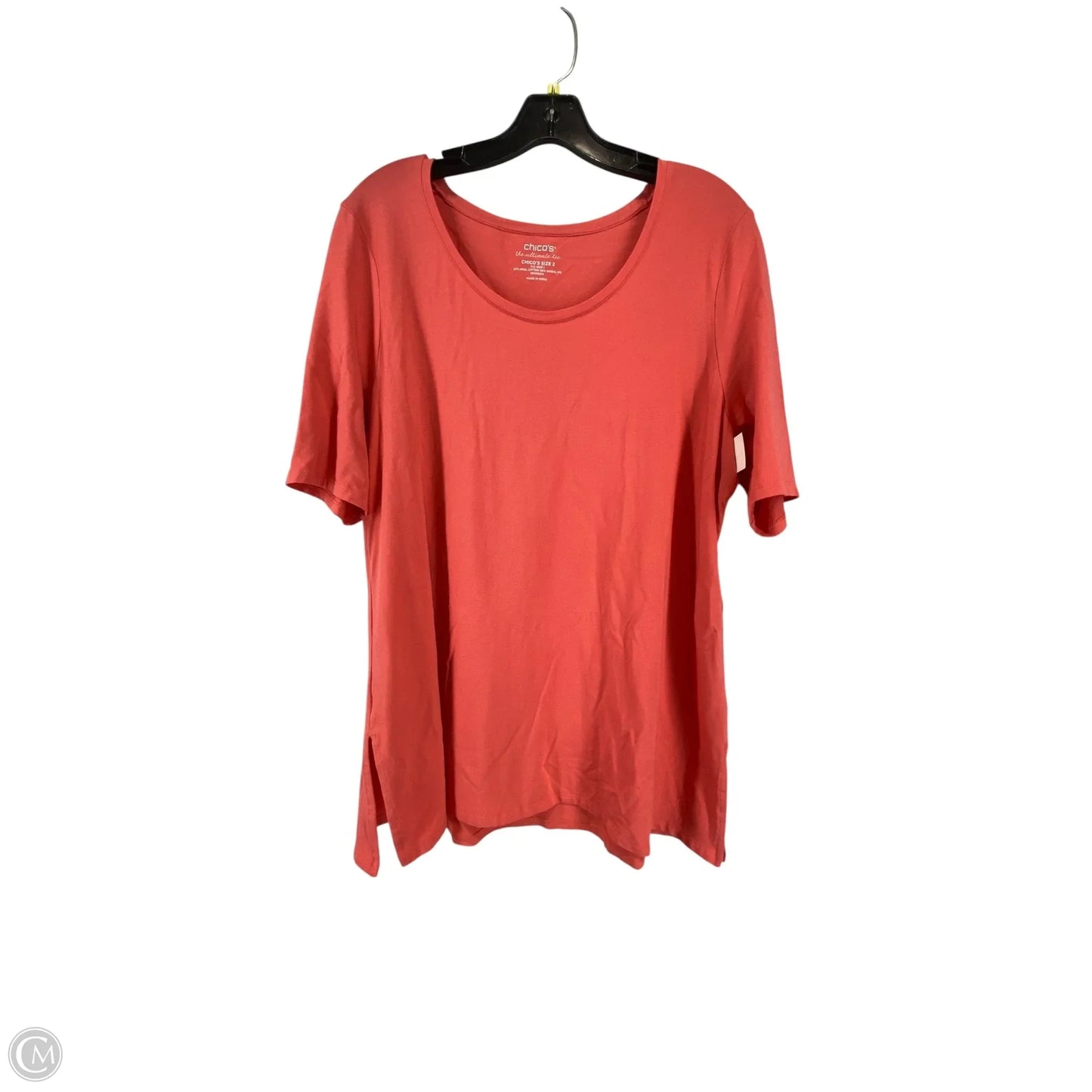 Top Short Sleeve By Chicos In Coral, Size: L