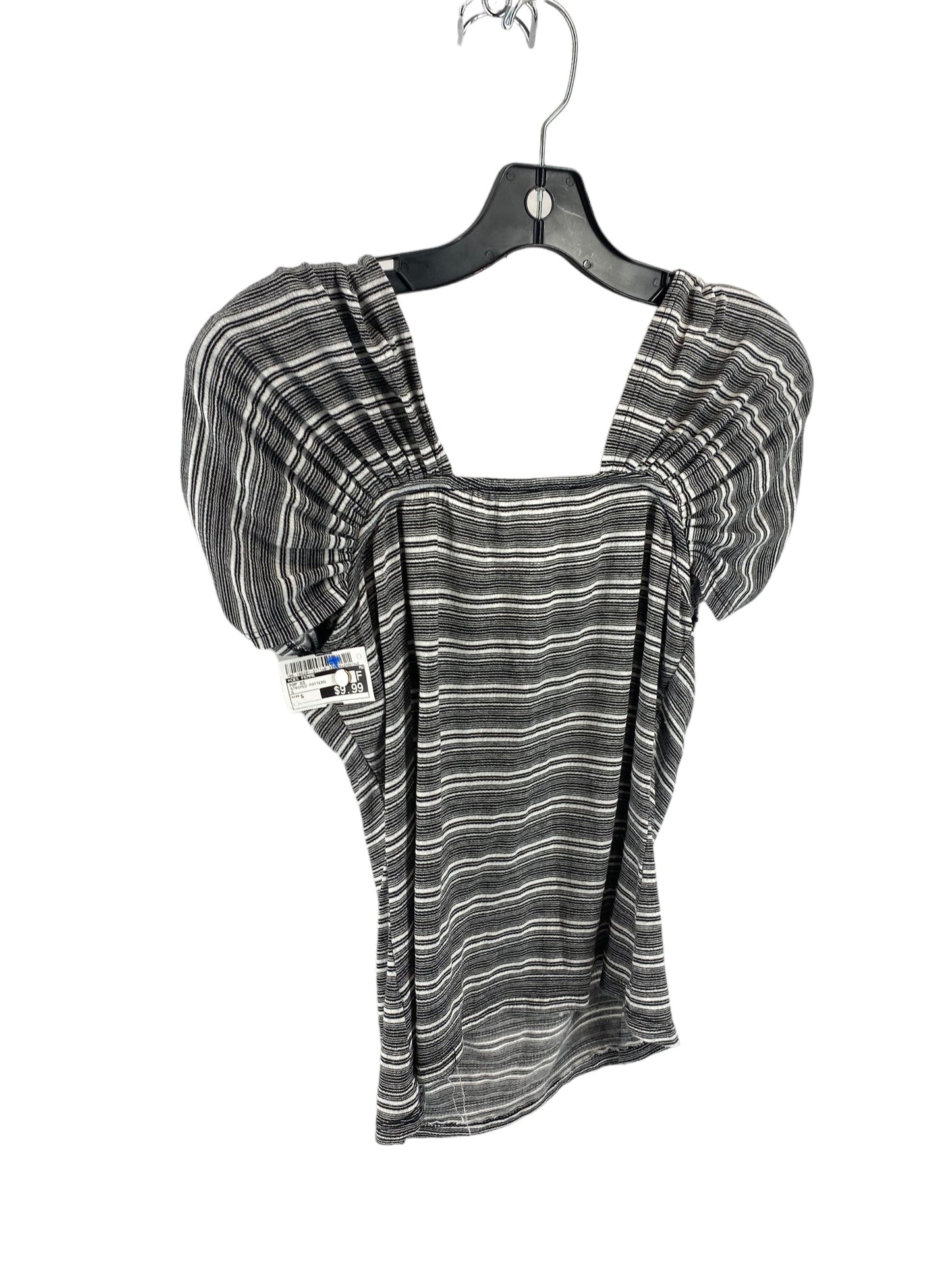 Striped Pattern Top Short Sleeve Ces Femme, Size S