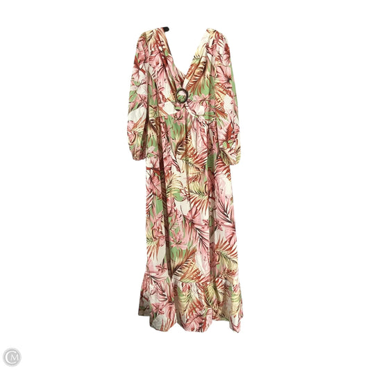 Dress Casual Maxi By Pink Lily In Green & Pink, Size: L