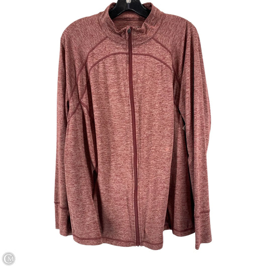 Athletic Top Long Sleeve Collar By Ideology In Maroon, Size: 3x