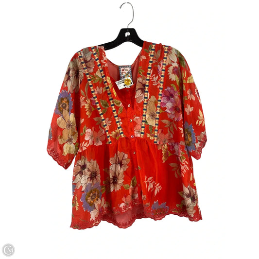 Top Short Sleeve By Johnny Was In Red, Size: M