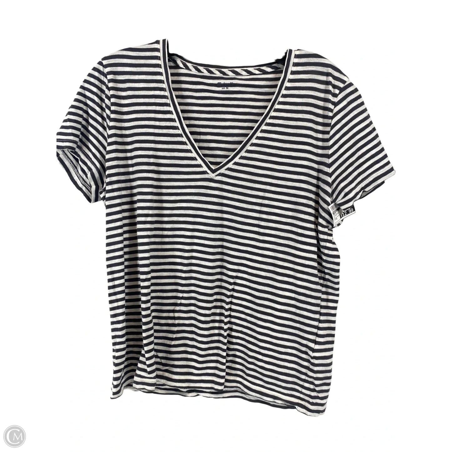 Top Short Sleeve By Madewell In Striped Pattern, Size: M