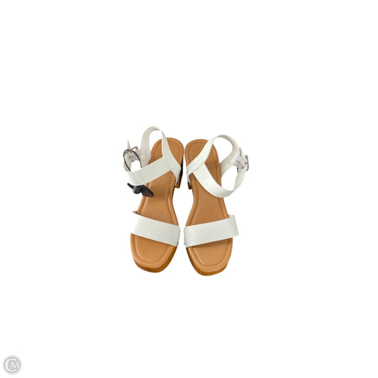 Sandals Heels Block By Clothes Mentor In White, Size: 8.5