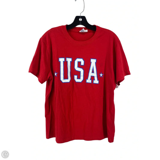 Top Short Sleeve By Cmc In Blue & Red & White, Size: M