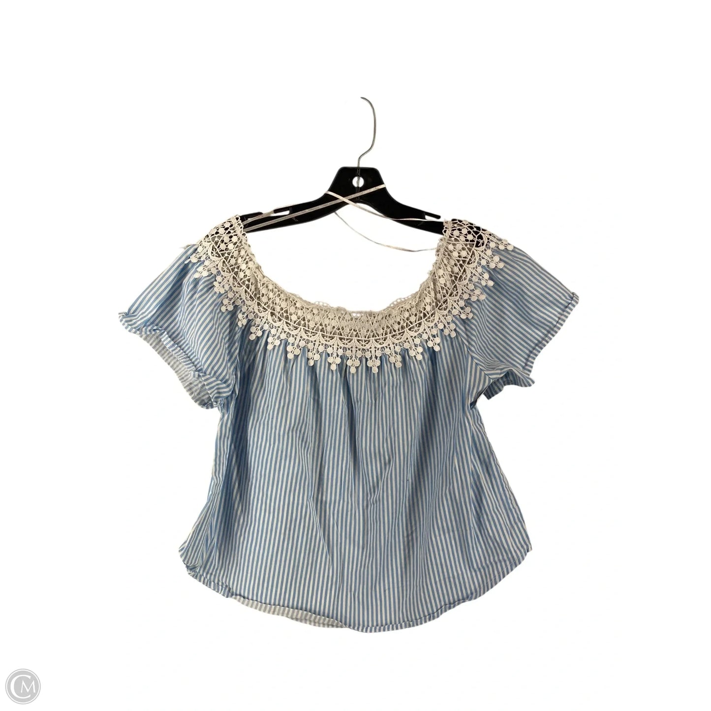 Top Short Sleeve By Ambiance Apparel In Blue & White, Size: M