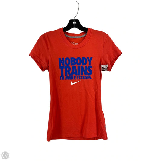 Athletic Top Short Sleeve By Nike In Red, Size: Xs