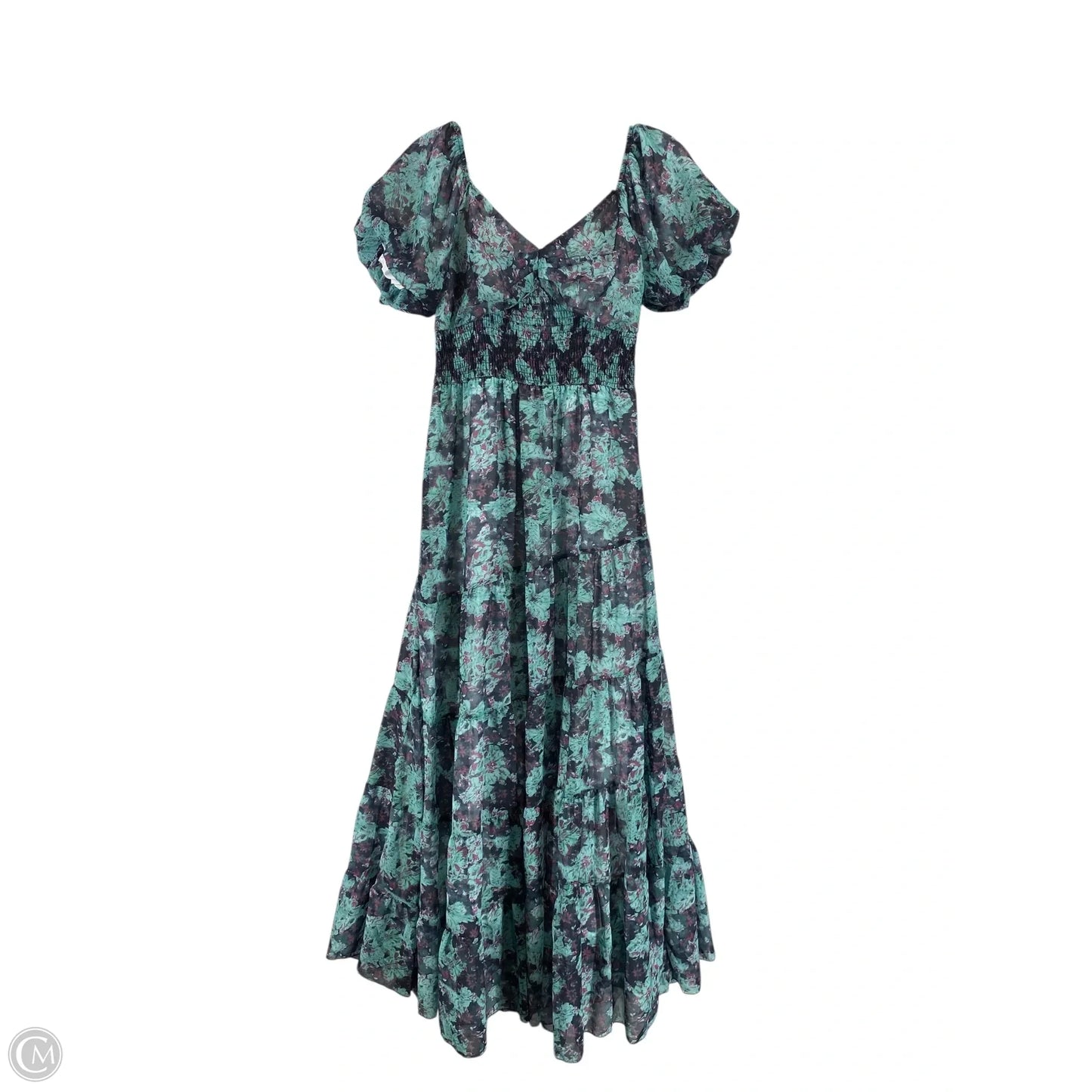 Dress Casual Maxi By Cmc In Black & Green, Size: L