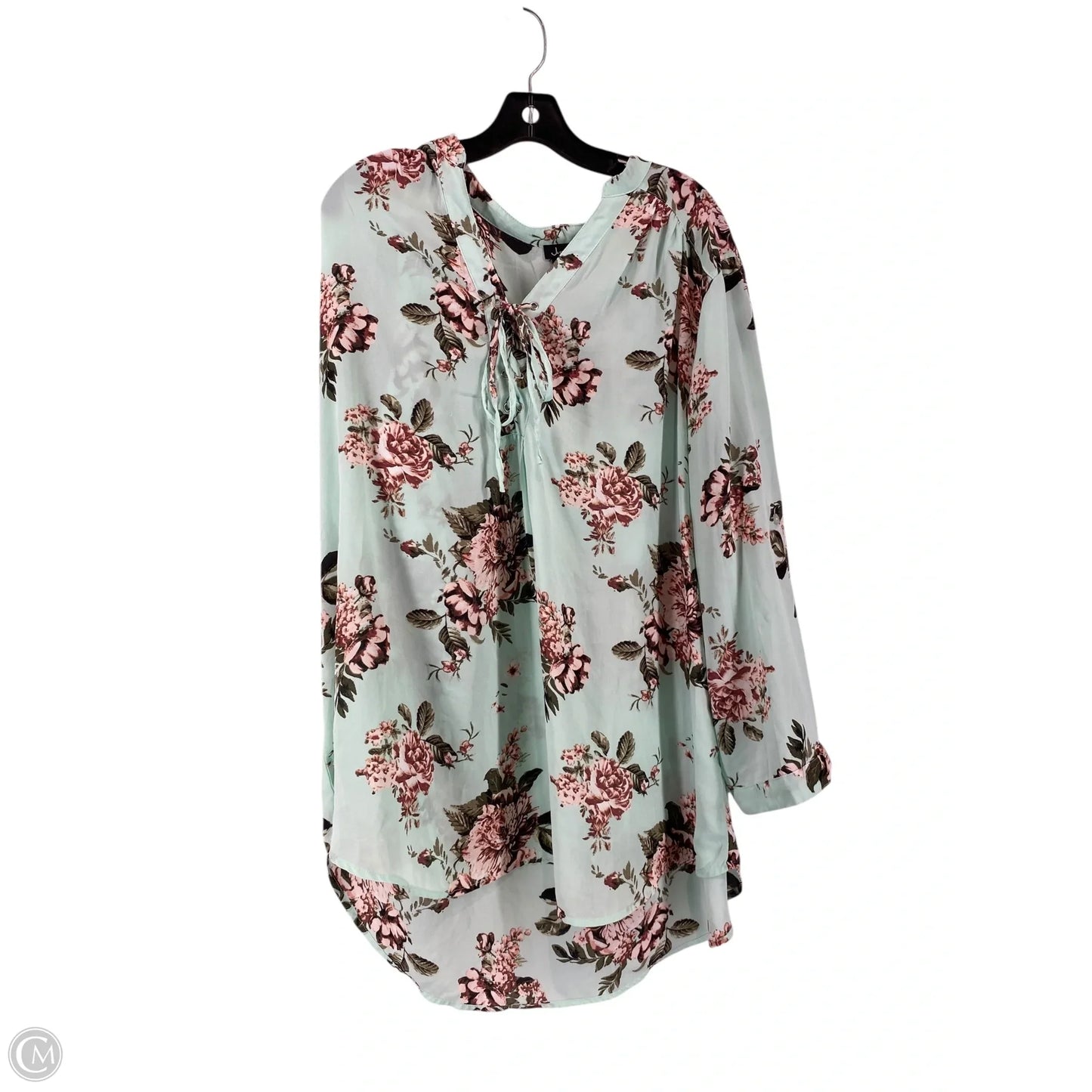 Top Long Sleeve By Justify In Green & Pink, Size: 3x