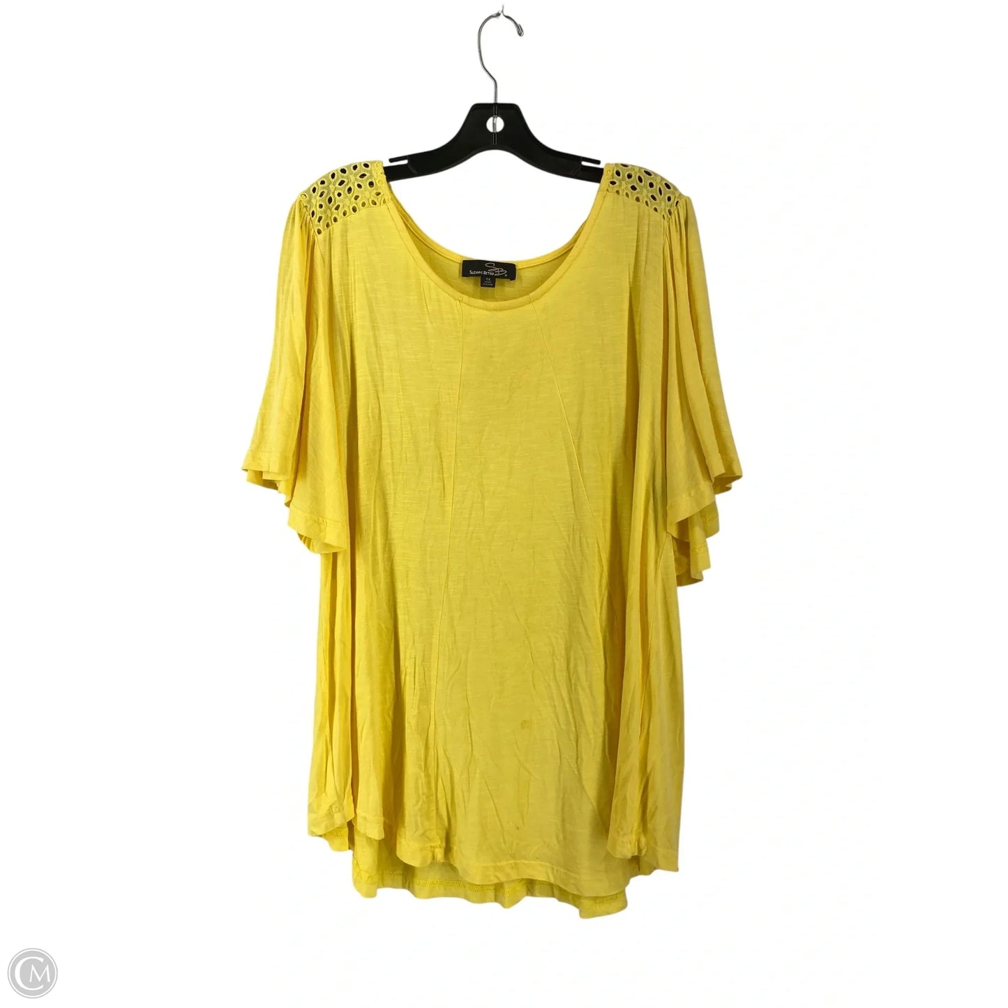 Top Short Sleeve By Suzanne Betro In Yellow, Size: 1x