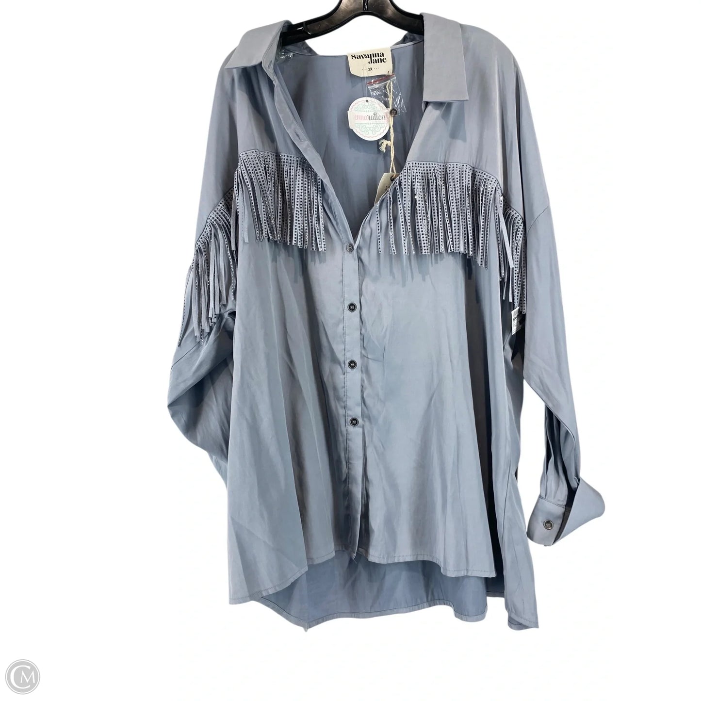 Top Long Sleeve By Savanna Jane In Grey, Size: 3x