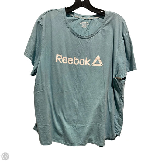 Athletic Top Short Sleeve By Reebok In Green, Size: 3x