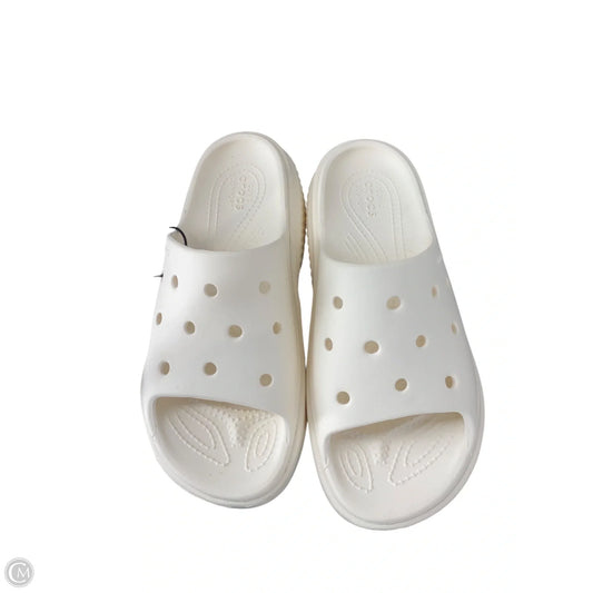 Sandals Heels Platform By Crocs In White, Size: 7