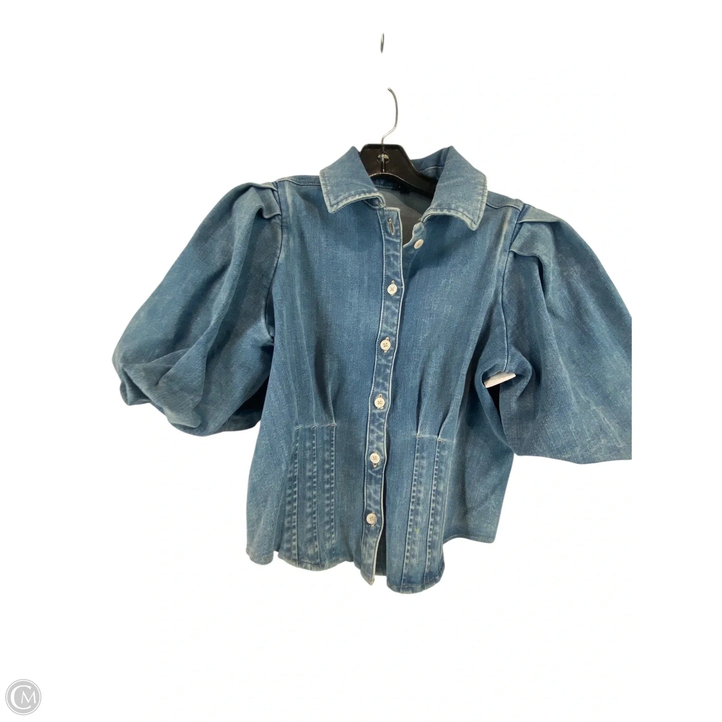 Top Short Sleeve By Express In Blue Denim, Size: S