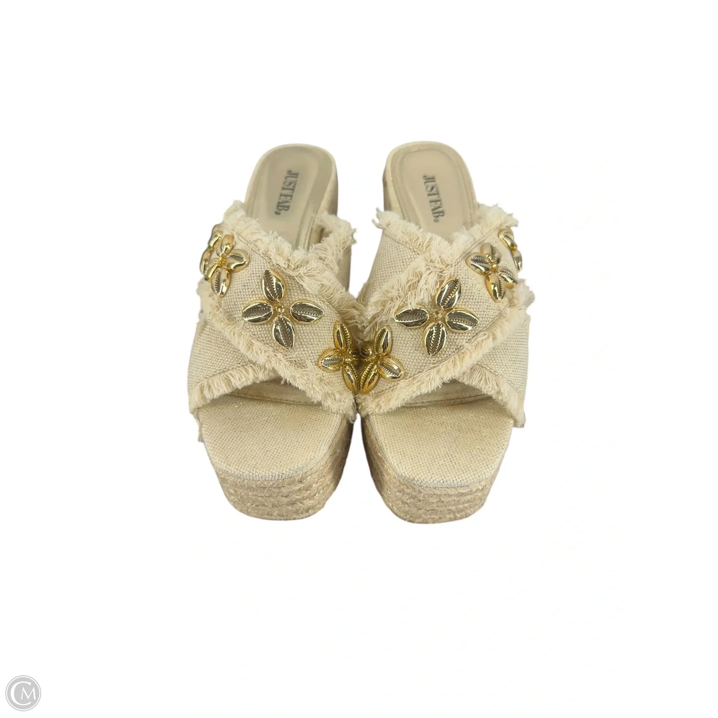 Shoes Heels Wedge By Justfab In Gold & Tan, Size: 7.5
