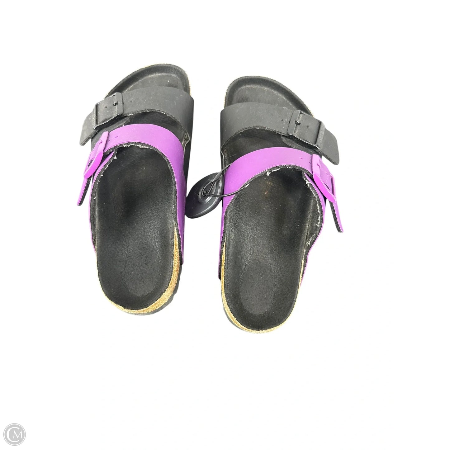 Sandals Flats By Birkenstock In Black & Purple, Size: 8
