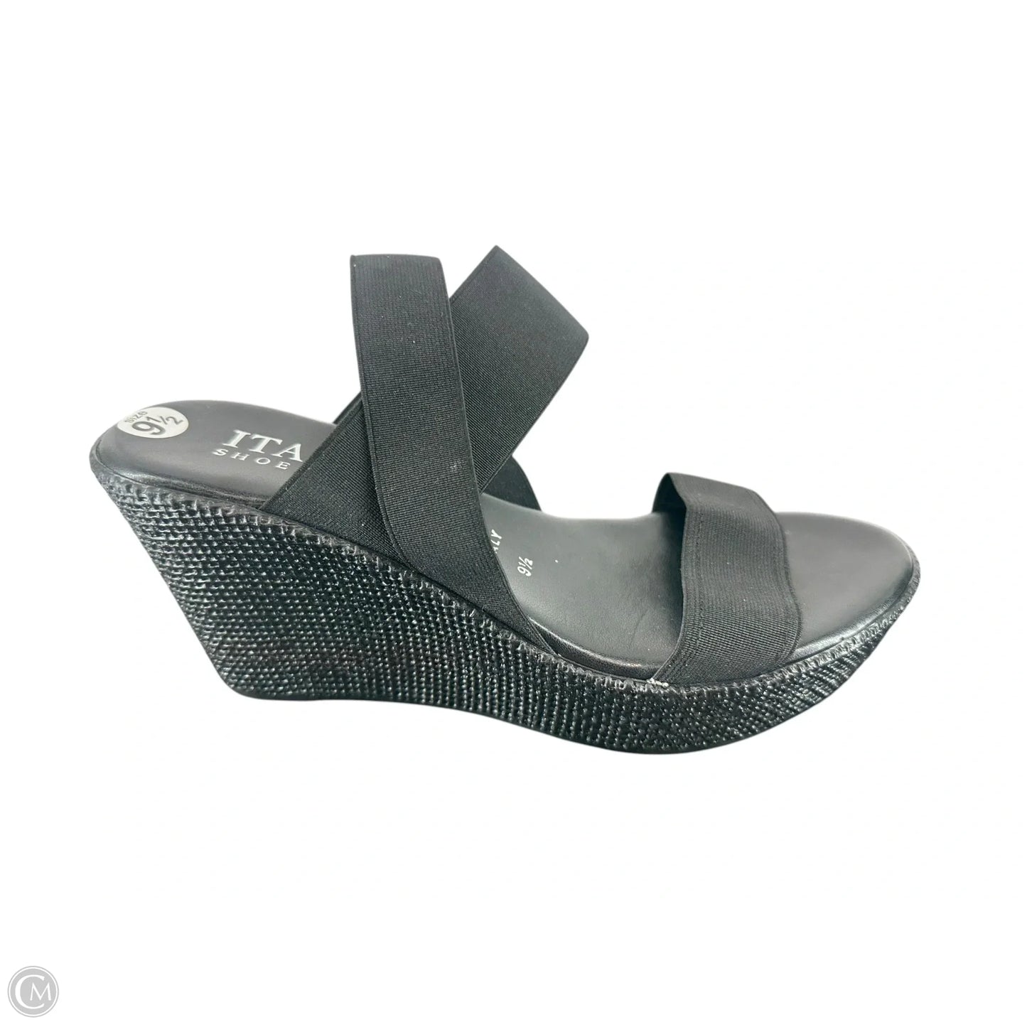 Sandals Heels Block By Italian Shoemakers In Black, Size: 9.5