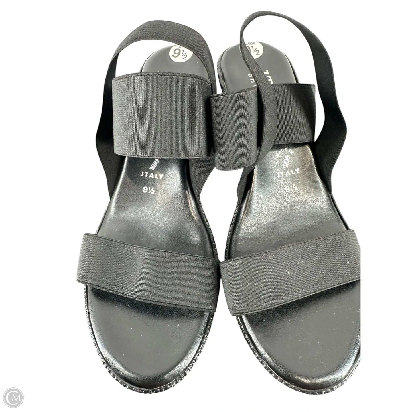 Sandals Heels Block By Italian Shoemakers In Black, Size: 9.5