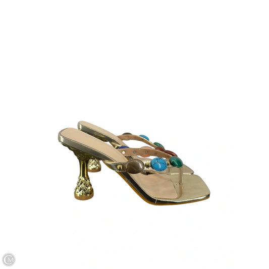 Shoes Heels Kitten By Clothes Mentor In Gold, Size: 5
