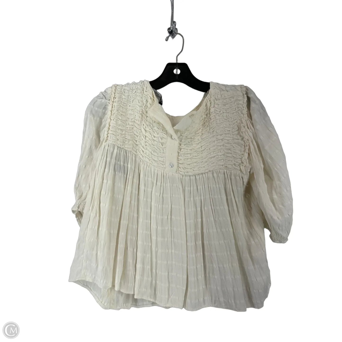 Top Short Sleeve By Zara In Cream, Size: S