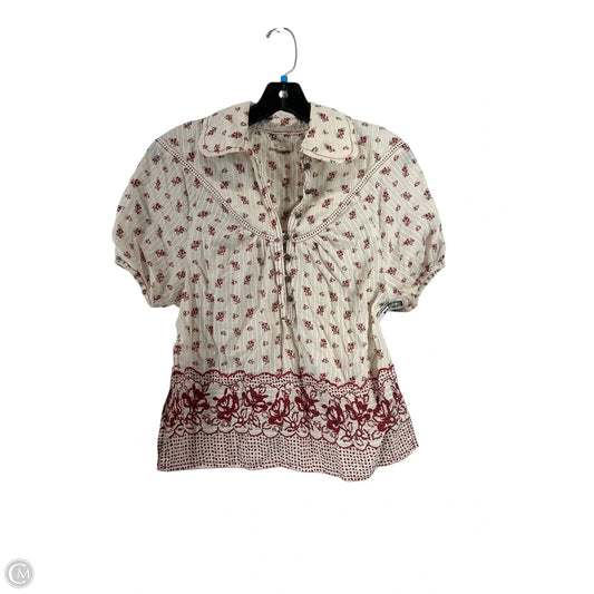 Top Short Sleeve By Pilcro In Cream & Red, Size: Xs