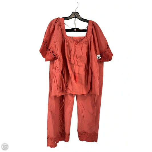 Top 2pc Short Sleeve By Dylan In Orange, Size: Xxl