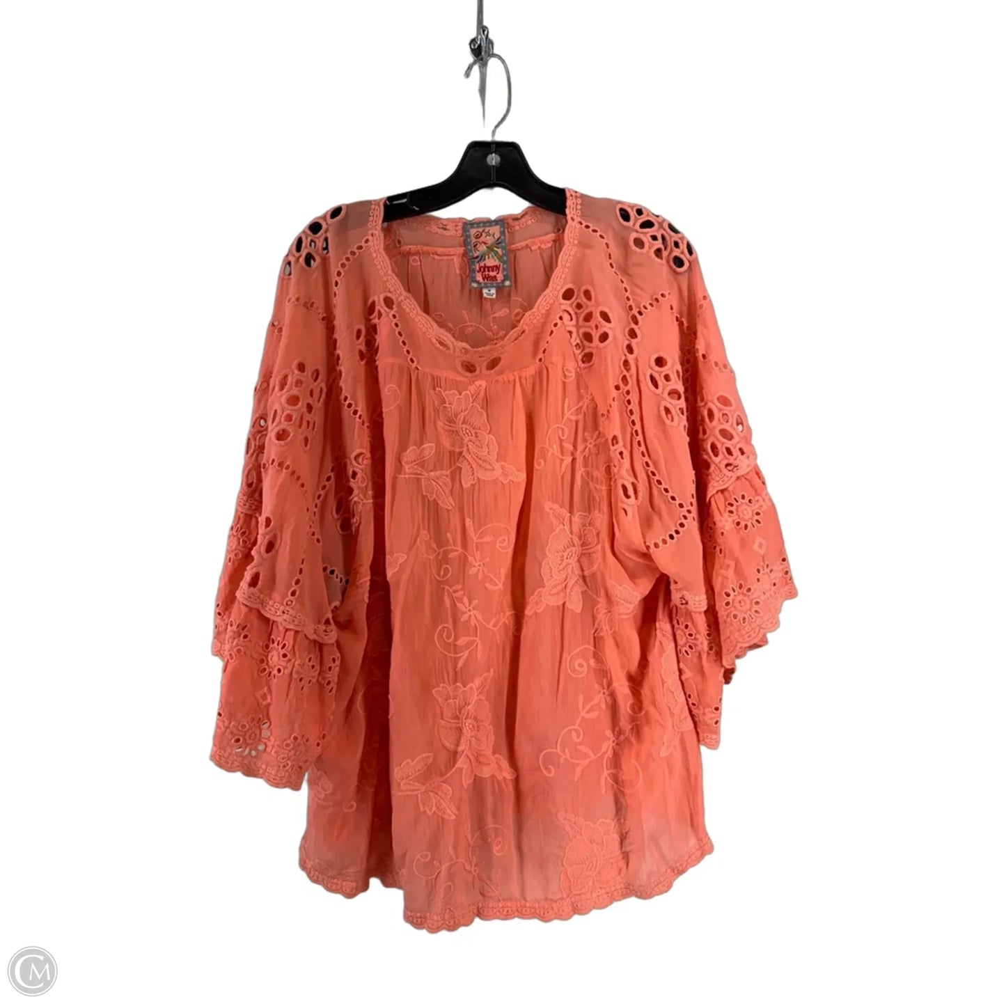 Top 3/4 Sleeve By Johnny Was In Coral, Size: M