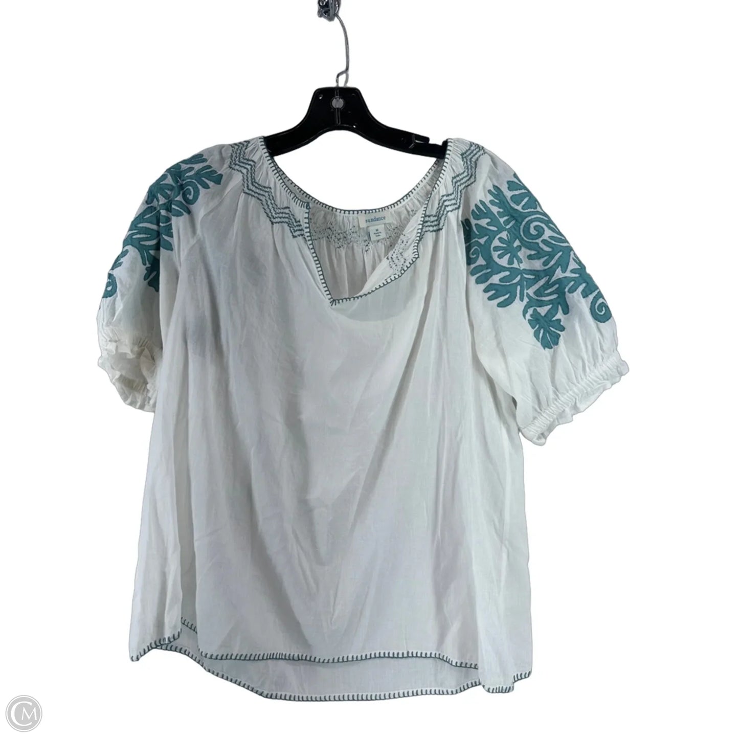 Top Short Sleeve By Sundance In Green & White, Size: M