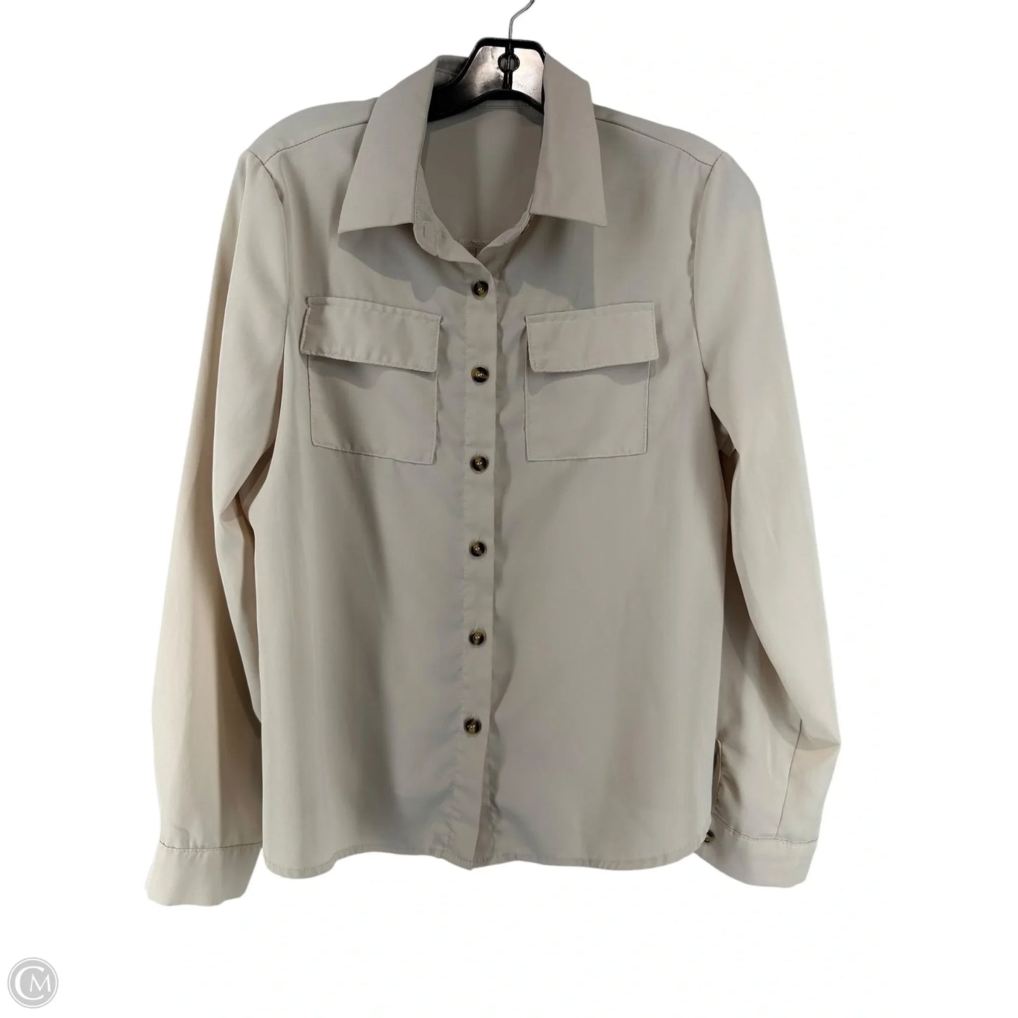 Blouse Long Sleeve By Shein In Cream, Size: M