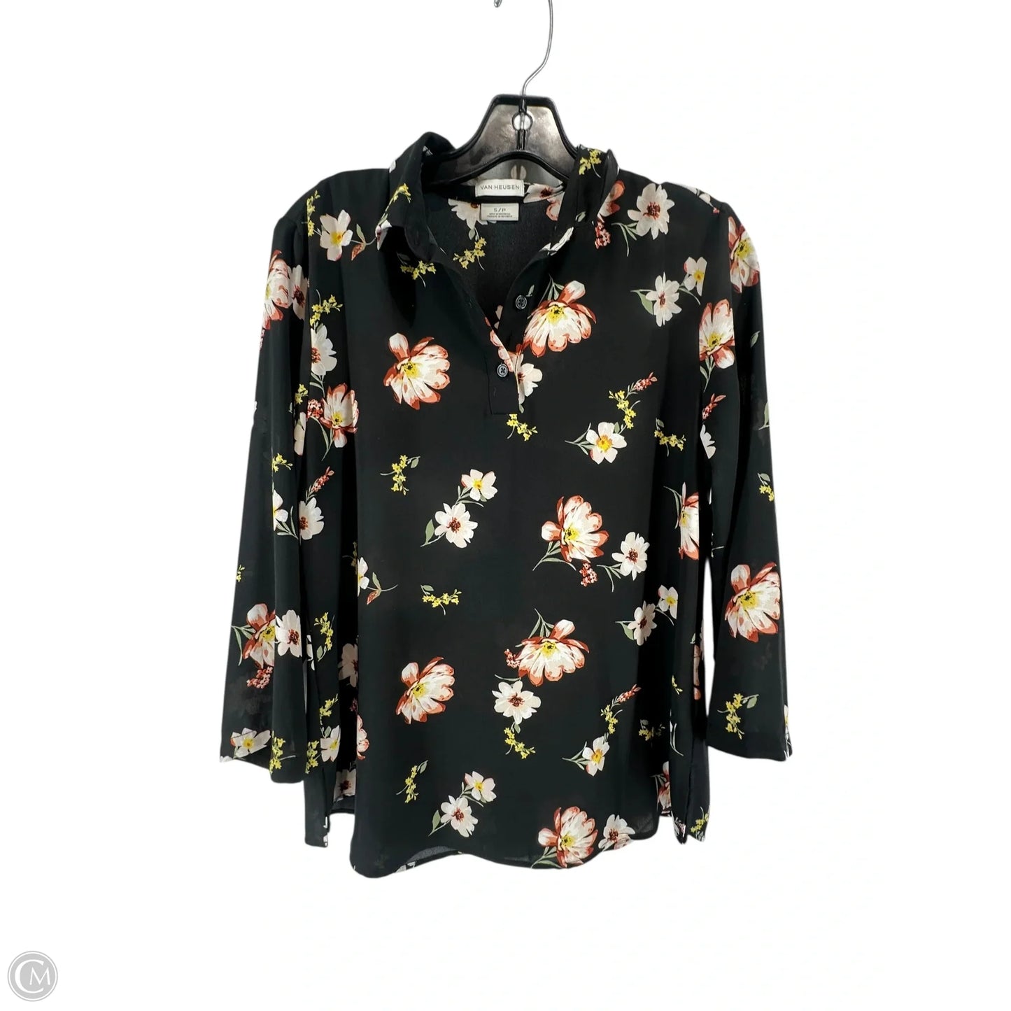 Blouse Long Sleeve By Van Heusen In Floral Print, Size: S