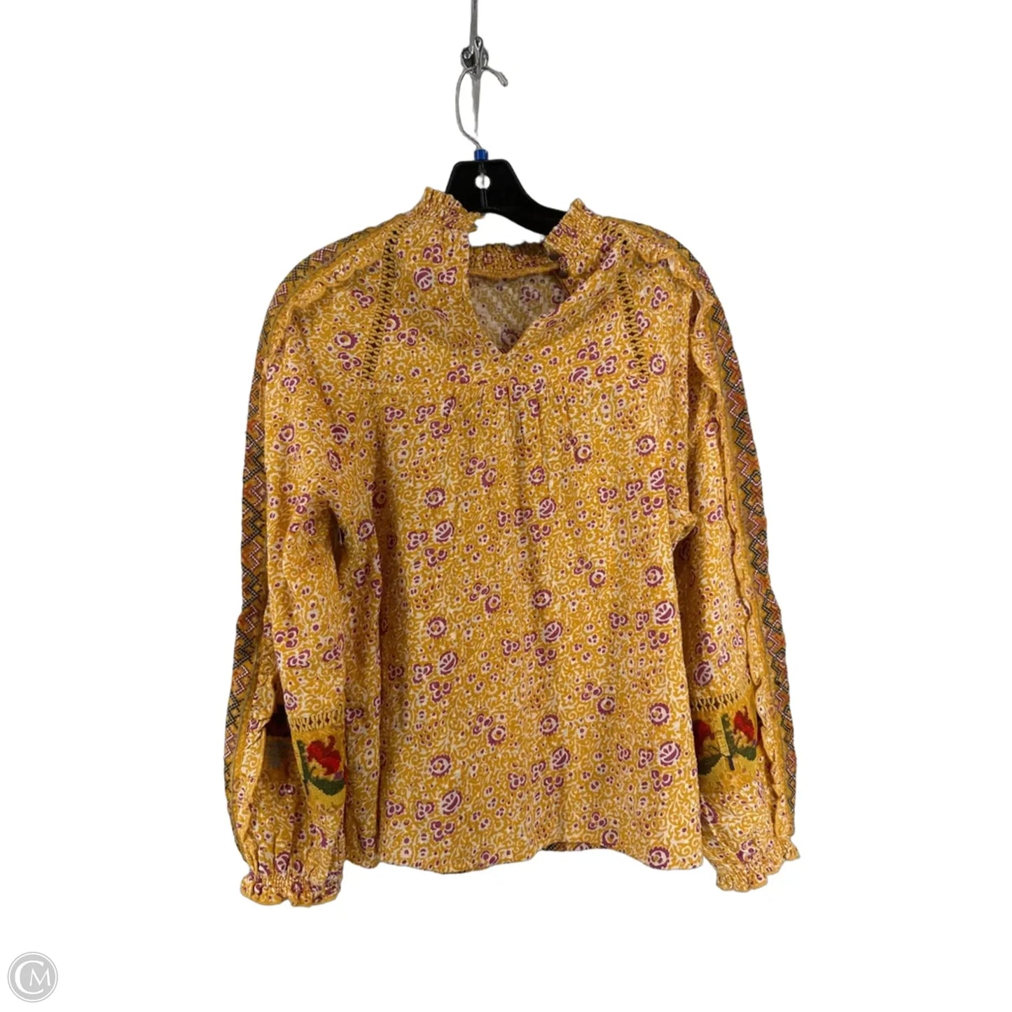 Top Long Sleeve By Maeve In Yellow, Size: 4