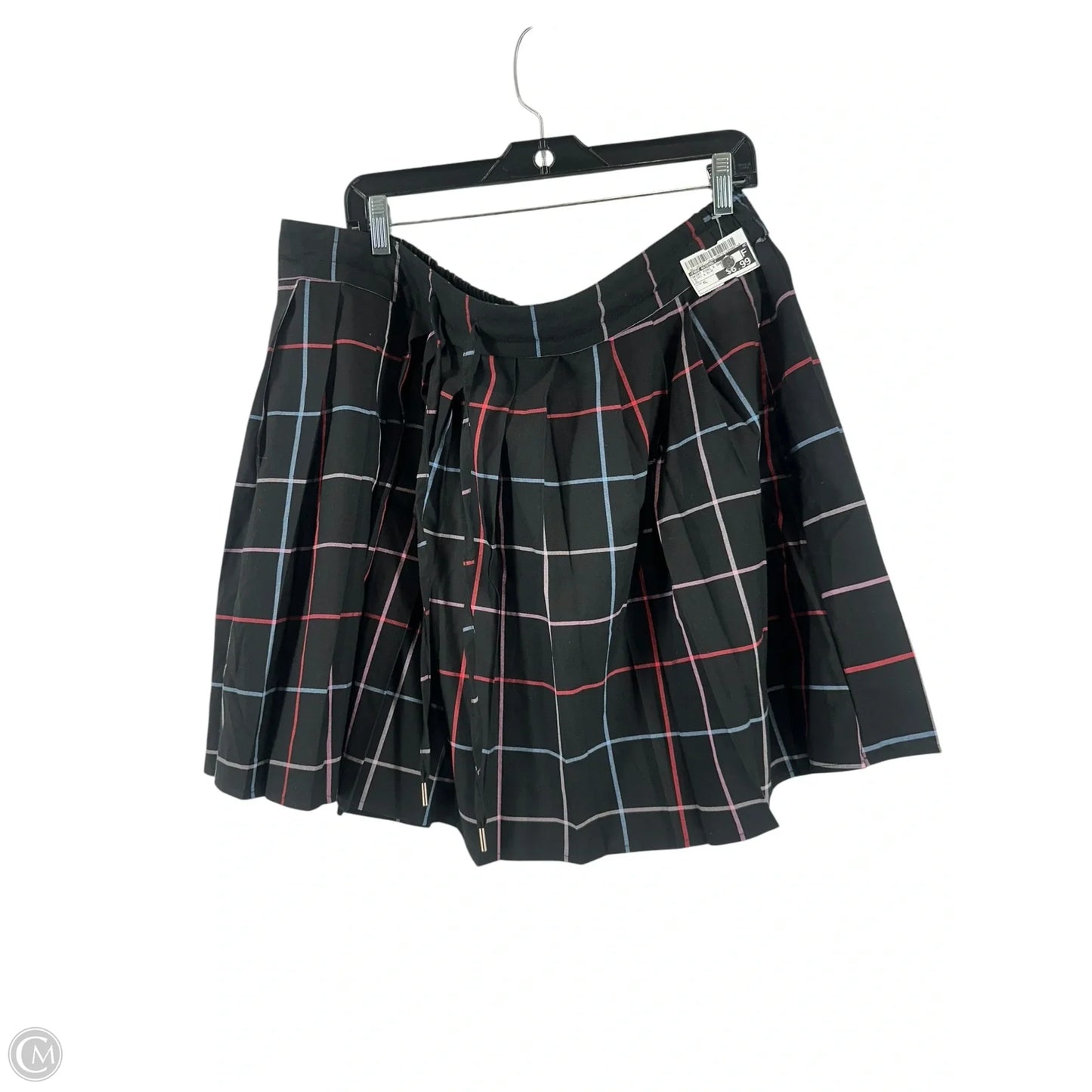 Skirt Mini & Short By Free Assembly In Black & Blue, Size: Xl