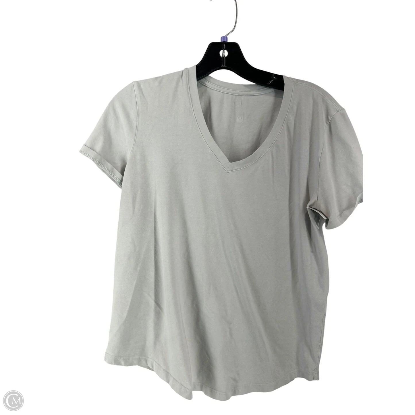 Athletic Top Short Sleeve By Lululemon In Grey, Size: 6