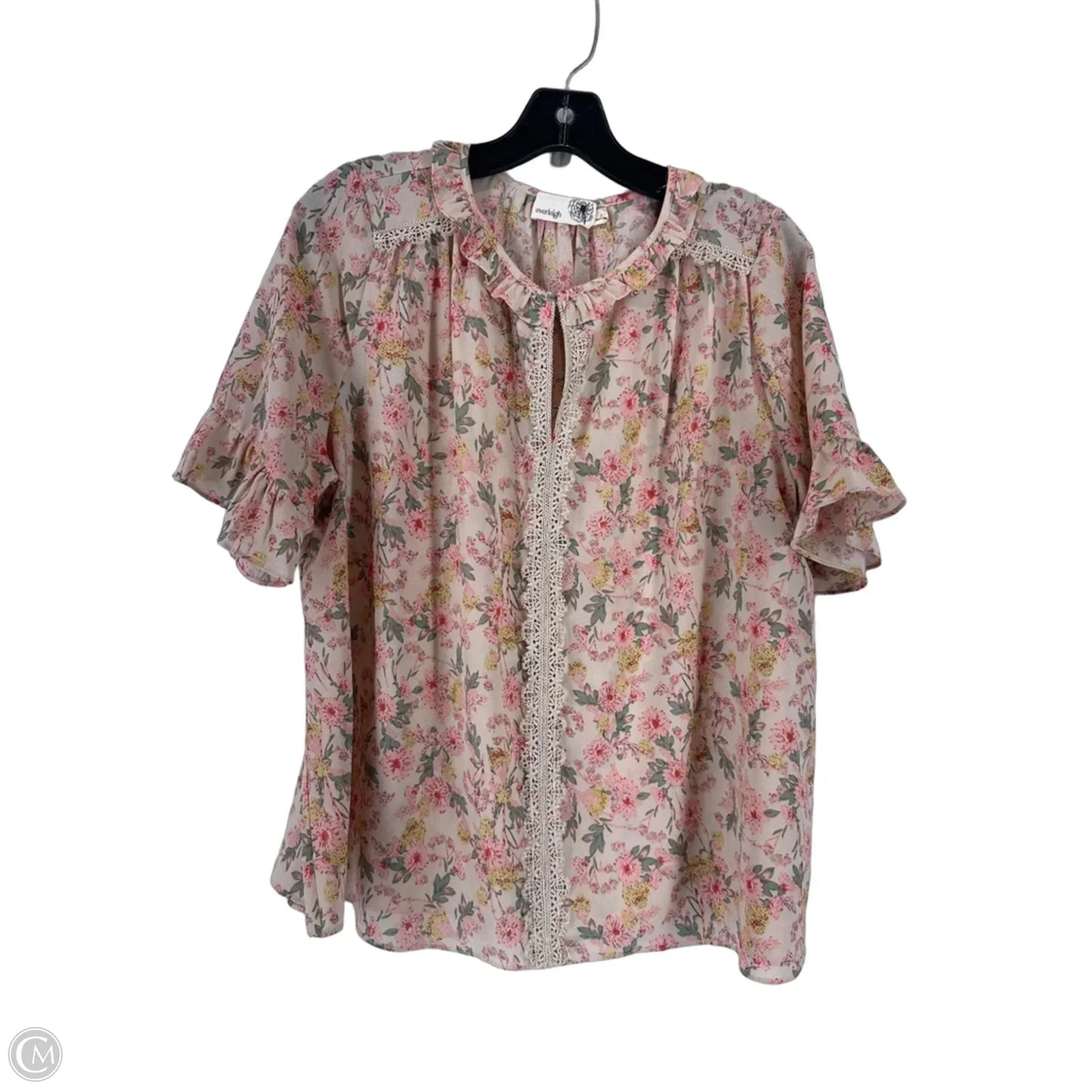 Top Short Sleeve By Everleigh In Floral Print, Size: L